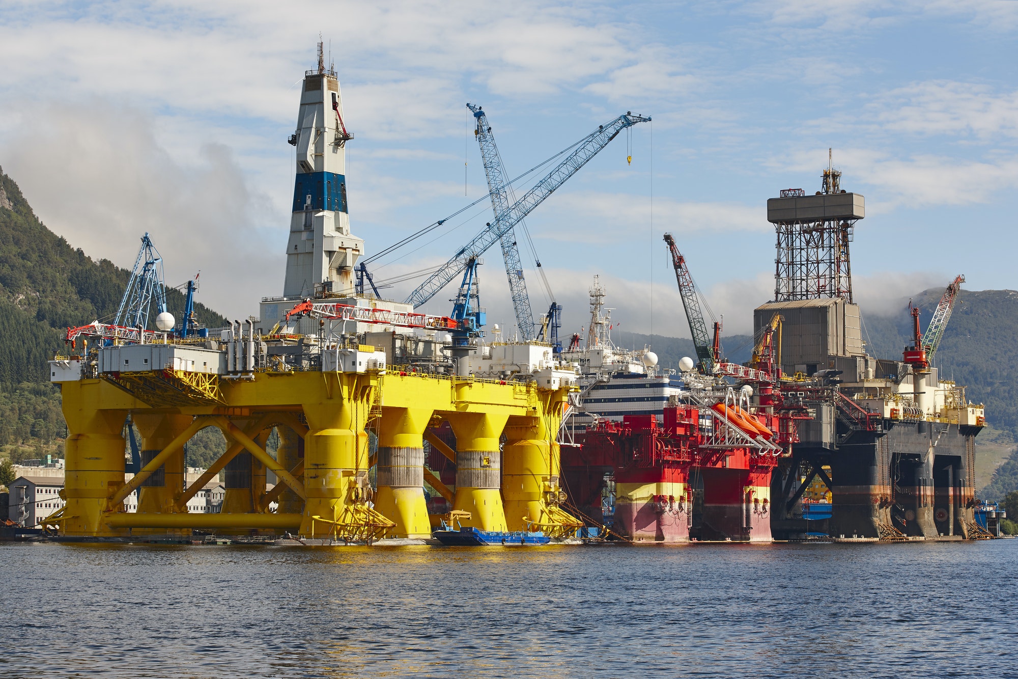 Oil and gas platform in Norway. Energy industry. Petroleum exploration